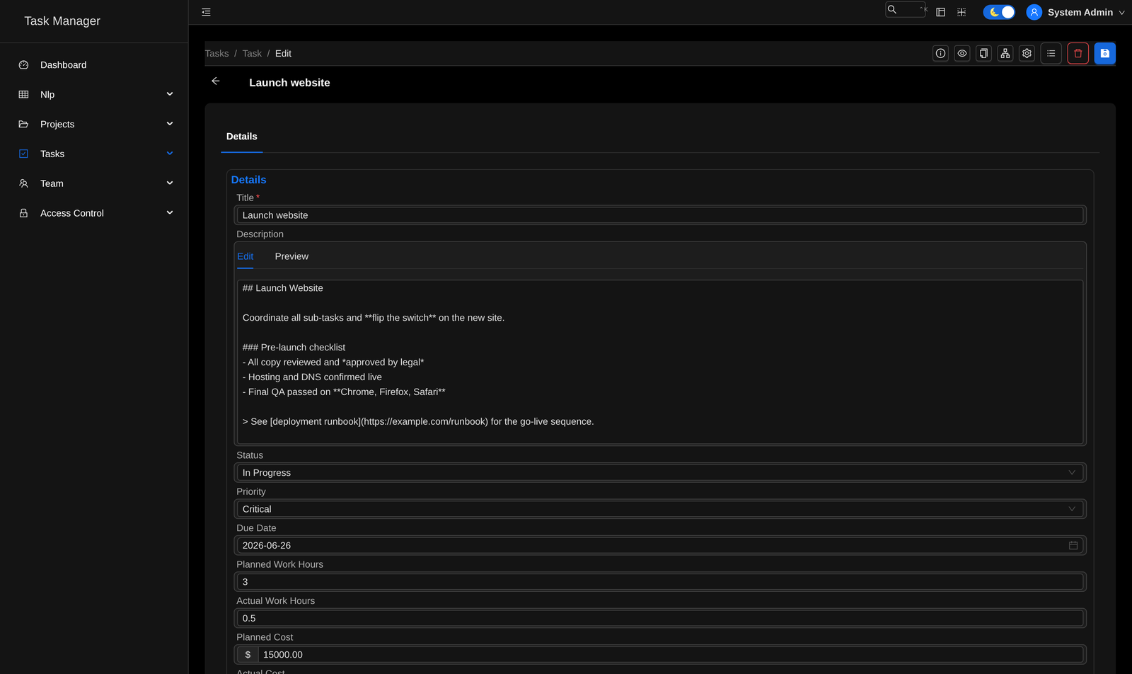 Schema-driven edit form